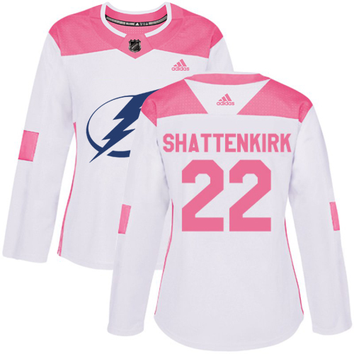 Adidas Tampa Bay Lightning #22 Kevin Shattenkirk White Pink Authentic Fashion Women Stitched NHL Jersey->women nhl jersey->Women Jersey